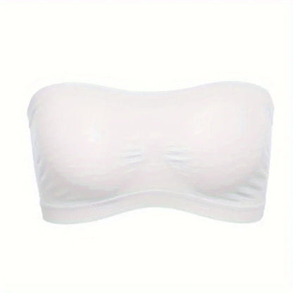 Women’s Strapless Seamless Bandeau Bra – Soft Stretch Breathable Mesh Invisible Underwear