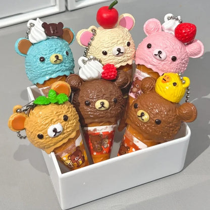 Kawaii Ice Cream Bear Figure - Capsule Blind Box Bead Chain Bag Pendant & Birthday Gift Toy