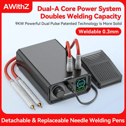 Awithz 9000W Portable Spot Welder – High Power 1330A Pedal Welding Machine with Adjustable Settings for 18650 Battery DIY Spot Welding Tool