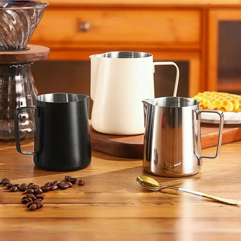 304 Stainless Steel Milk Frothing Pitcher with Measurement Scale – Barista Espresso Coffee Latte Art Jug for Café & Kitchen