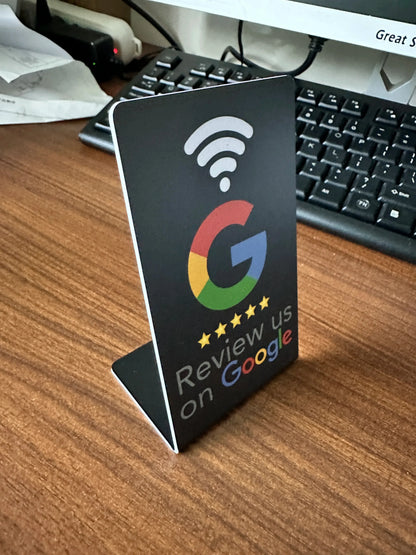 NFC215 Programmable Google Review Acrylic Stickers – 13.56MHz Waterproof NFC Station Table Stand Card
