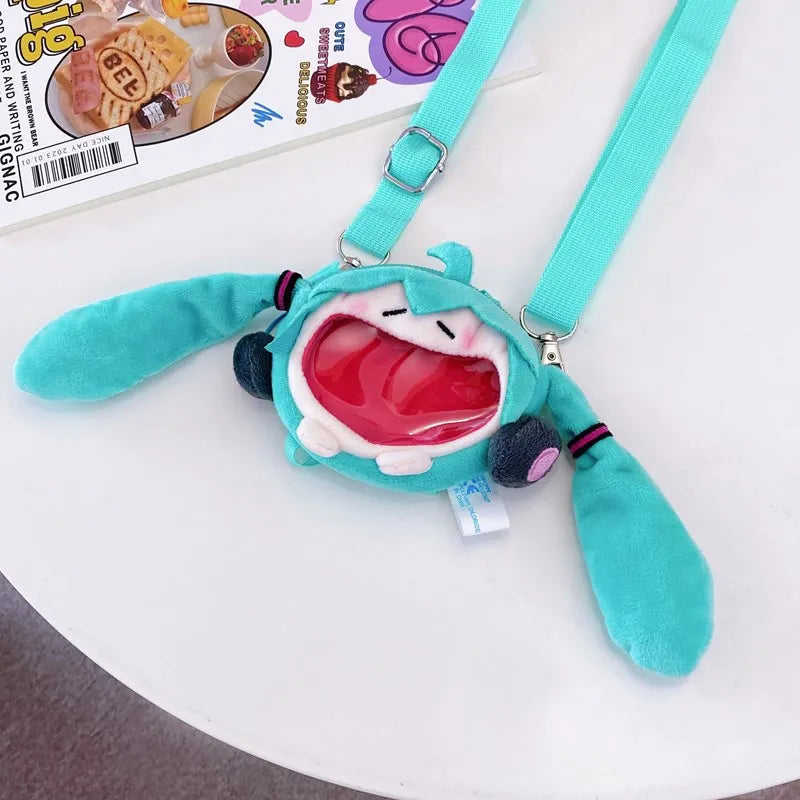 Hatsune Miku Coin Purse Shoulder Bag – Kawaii 14cm Plush Headphone Bag, Cartoon Crossbody Keychain Pendant, Perfect Girl Gift