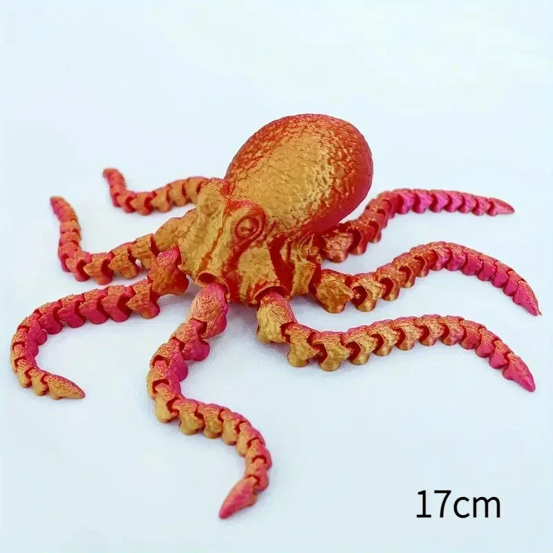 3D Printed Flexible Octopus Fidget Toy - Movable Joint Ocean Animal Desk Ornament and Kids Gift Decor