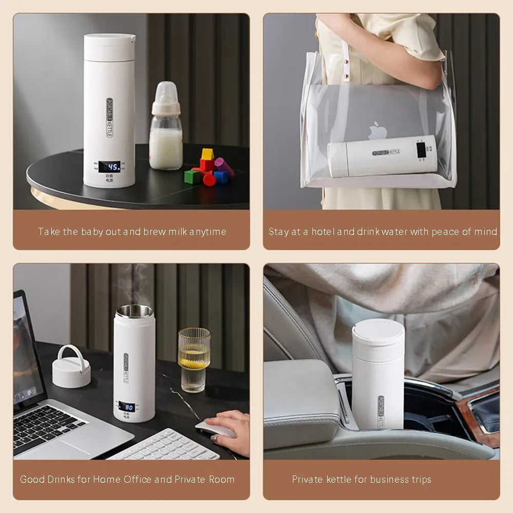 Portable Electric Kettle: Travel Tea & Coffee Kettle with Smart Temperature Control - Boil Water, Stew, Keep Warm