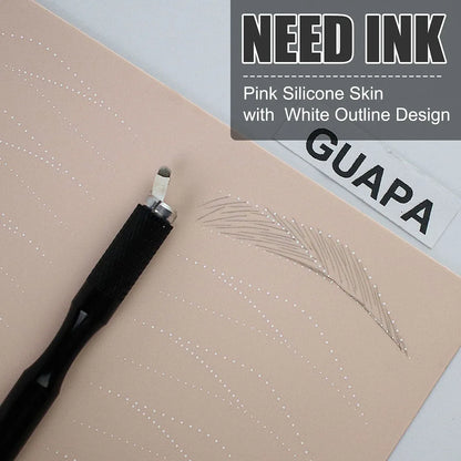 Silicone Practice Skin for Permanent Makeup — Double-Sided Latex Sheet with Brows Design for Hair Stroke Training