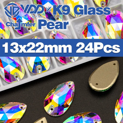 AAAAA K9 Glass Sew-On Rhinestones - AB Crystal Flatback Stones for Wedding Dress & Clothing Accessories