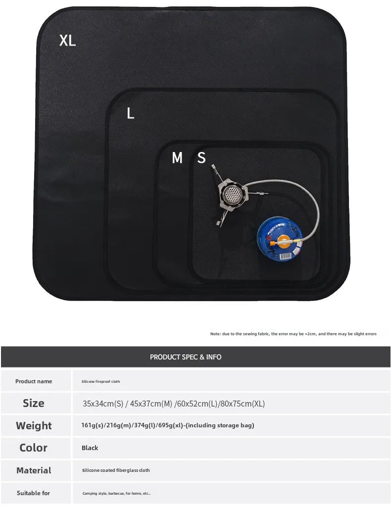 Outdoor Camping Fireproof Mat – Flame Retardant Picnic, Barbecue & Insulation Blanket, High-Temperature Fiberglass Mat