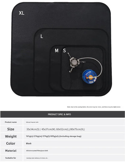 Outdoor Camping Fireproof Mat – Flame Retardant Picnic, Barbecue & Insulation Blanket, High-Temperature Fiberglass Mat