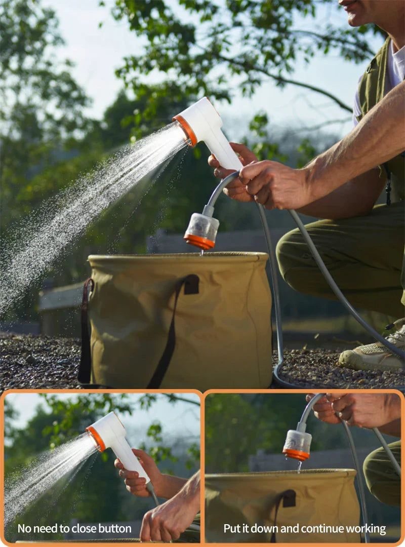 Portable Electric Outdoor Shower – 2500mAh USB Rechargeable Waterproof Showerhead for Camping & Car Wash
