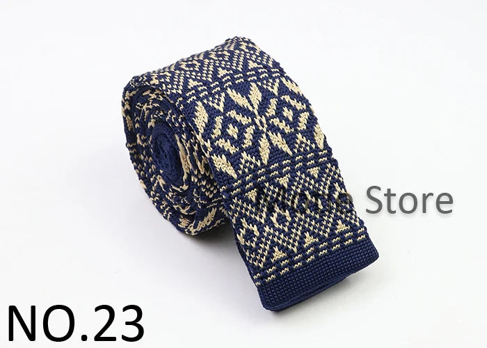 Classic Knit Neck Tie for Men — 6cm Plaid & Dots Casual Business Wedding Tie