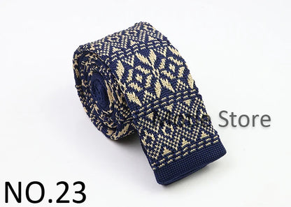 Classic Knit Neck Tie for Men — 6cm Plaid & Dots Casual Business Wedding Tie