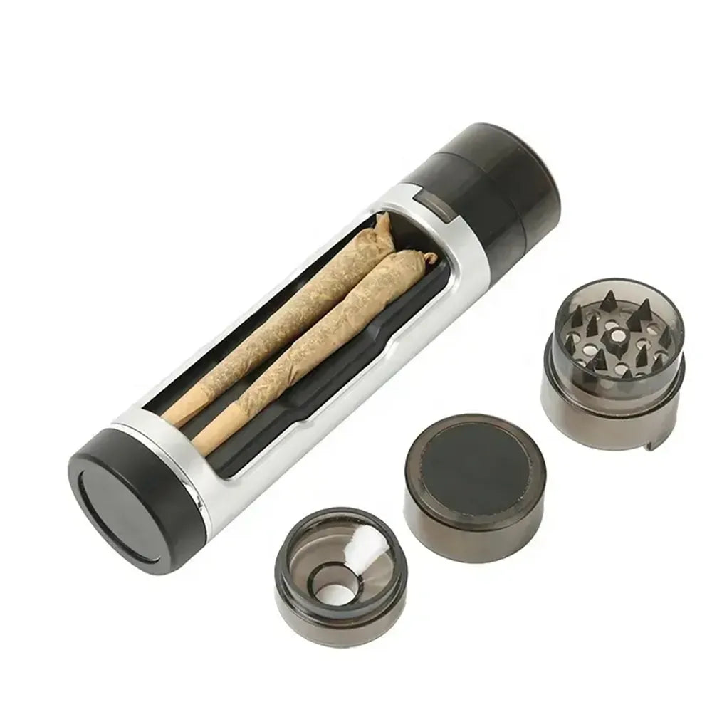 3-In-1 Portable Cigarettes Case with Filling Horn Tube Function - High-Quality Manual Tobacco Grinder and Smoking Accessories