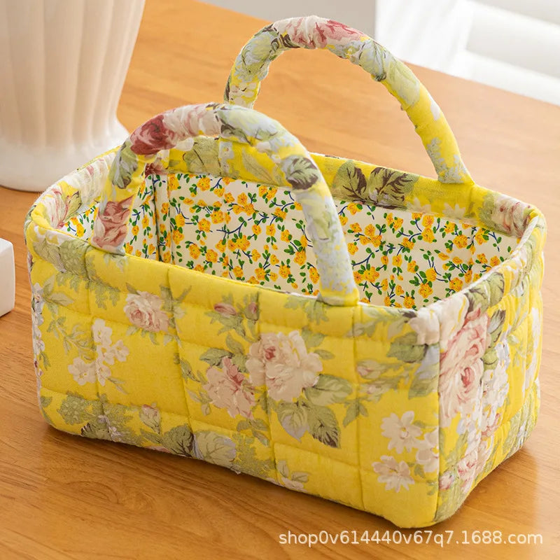 Thickened Cotton Fabric Storage Basket – Small Size Home Organizer for Cosmetics, Toys & Snacks, Household Cloth Storage Bin