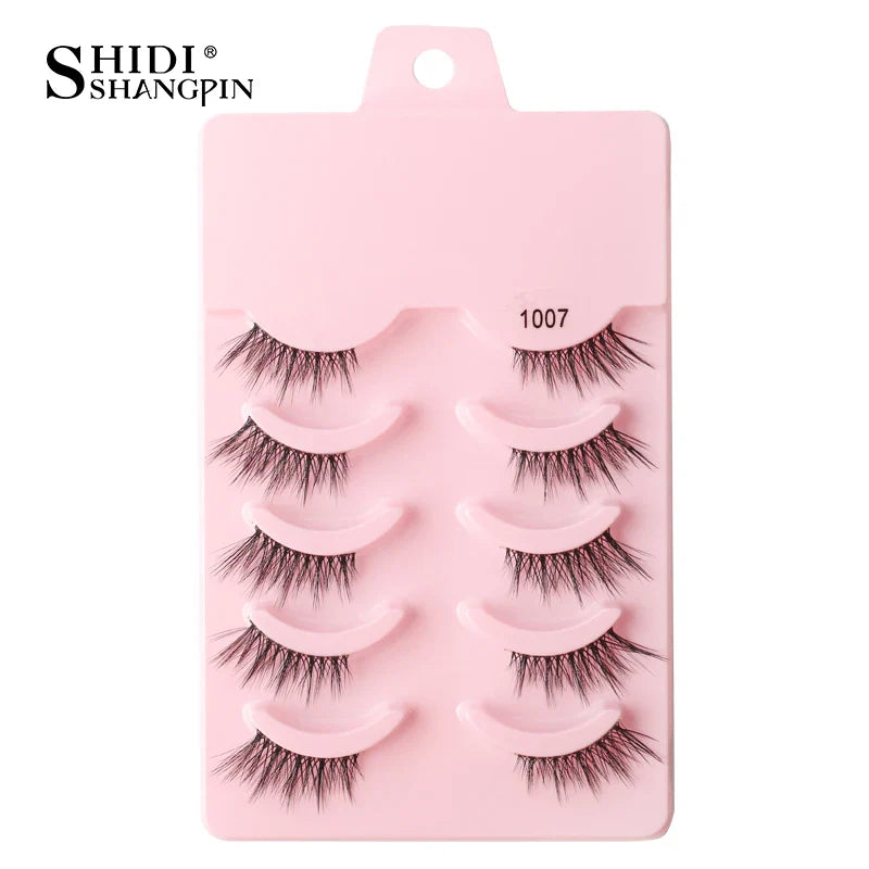 SHIDISHANGPIN 5/10 Pairs Cat Eye False Lashes – 3D Mink Half Lashes, Eyelash Extensions for Natural Makeup, Faux Cils Maquiagem
