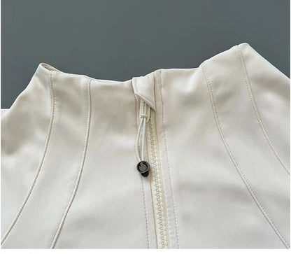 Quick Dry Stand-Up Collar Fitness Jacket for Women – Slim-Fit Zipper Yoga, Running & Cycling Top