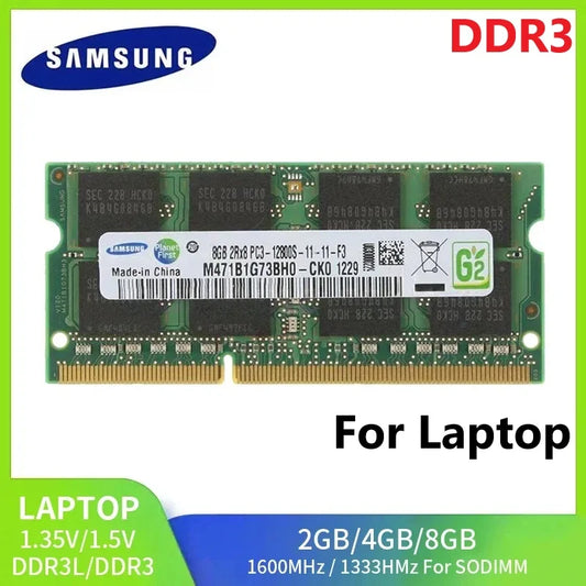 SAMSUNG DDR3/DDR3L Laptop RAM – 2GB/4GB/8GB SO-DIMM Memory 1333/1600/1866MHz 1.35V/1.5V High Performance