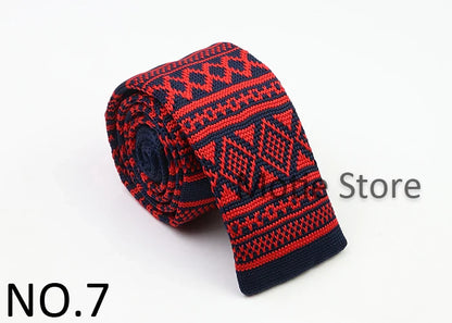 Classic Knit Neck Tie for Men — 6cm Plaid & Dots Casual Business Wedding Tie