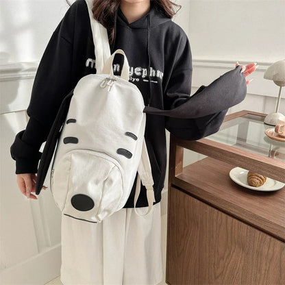 Cute Dog Canvas Backpack 2025 — Korean-Style Portable Student Travel Bookbag