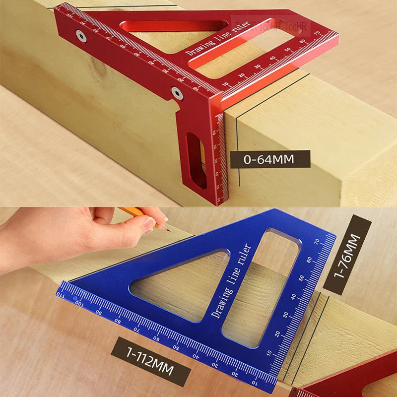 Aluminum Alloy Woodworking Square Protractor | High Precision Miter Triangle Ruler for Engineers & Carpenters