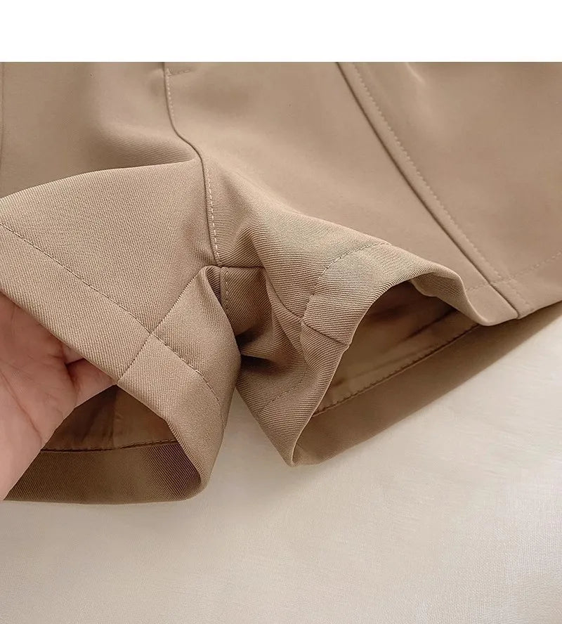 Casual Women’s A-Line Shorts — Vintage Solid High Waist Office & Streetwear Summer Trousers