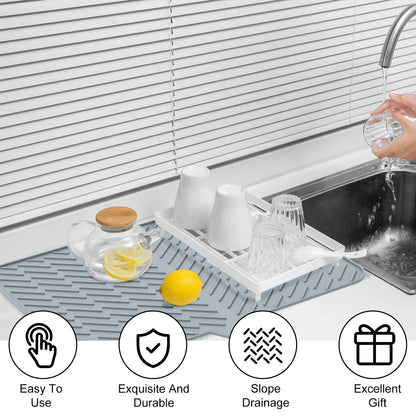 Ultra Absorbent Silicone Dish Drying Mat | Non-Slip, Fast Drying, Heat Resistant & Foldable Pad