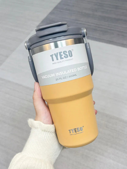 Tyeso Double-Layer Insulated Coffee Cup – Large Capacity Portable Stainless Steel Ice Cream Cup