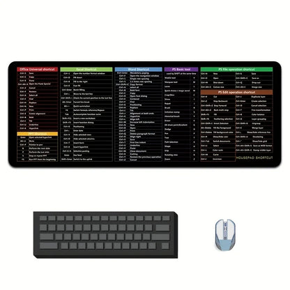 Large Non-Slip Mouse Pad with Computer Function Shortcut Keys - Thickened Keyboard Table Mat (1pc, 30x80x2cm)
