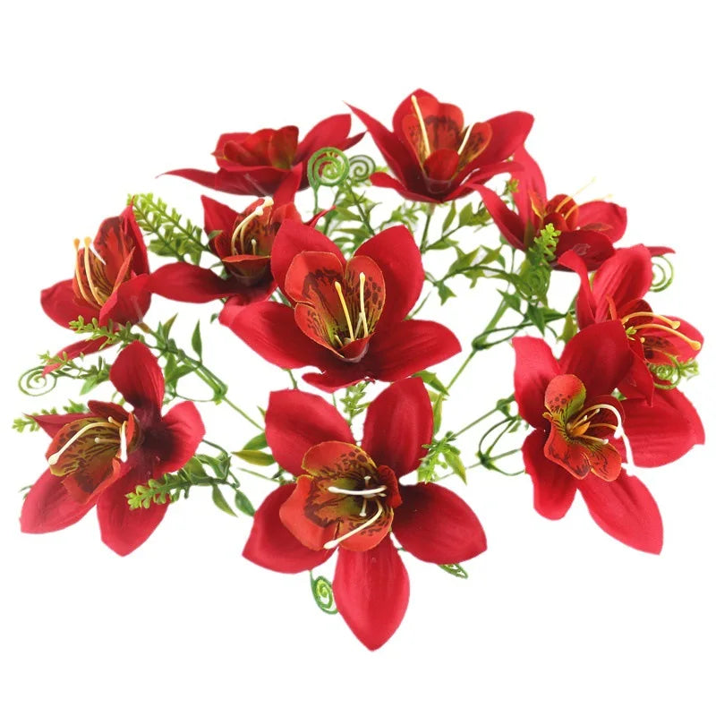 Artificial White Orchid Flowers - 10Pcs Silk Faux Orchid Bouquet For Wedding Decor, Home Vase & DIY Floral Arrangements