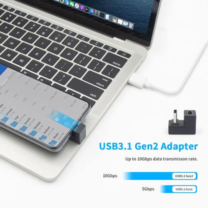 1-3PCS Type-C USB 3.1 10Gbps PD 60W Adapter – 180° U-Shape Male to Female Connector for Laptop, Phone & Tablet