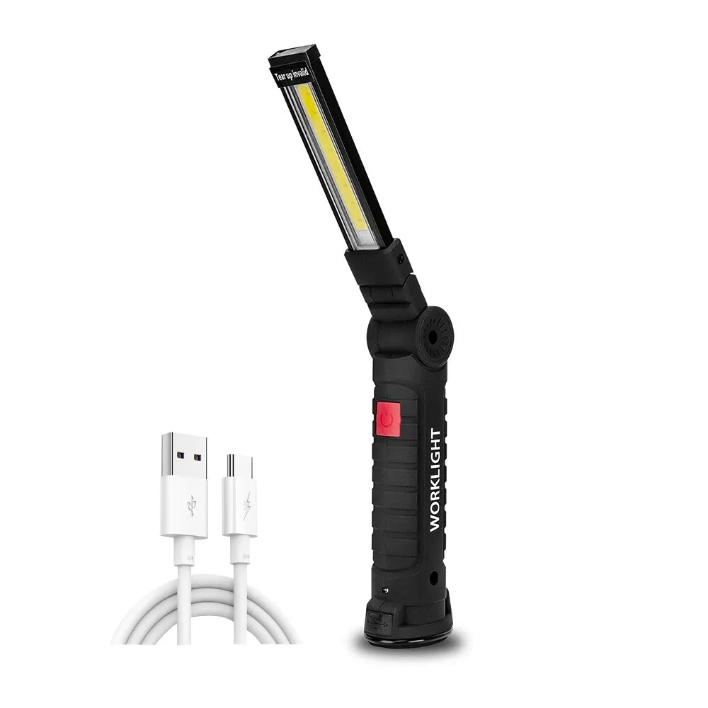 Rechargeable Camping LED Flashlight Work Light: IP64 Waterproof with Magnet and Hook - 5 Lighting Modes for Night Work