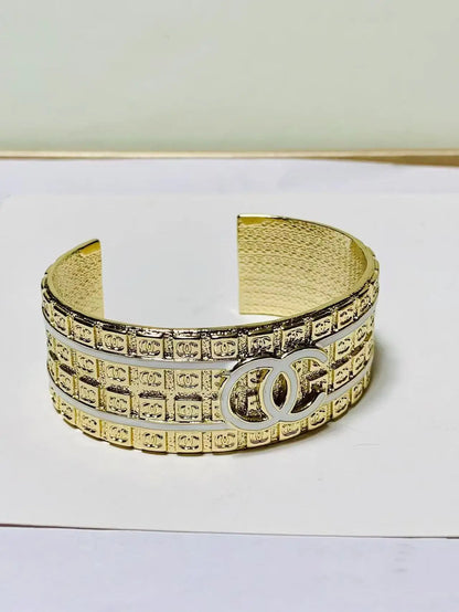 Gold Enamel Hollow Narrow Bracelet & Colorful Earrings Set — Classic Fashion, Lightweight Alloy Jewelry with Luxury Look