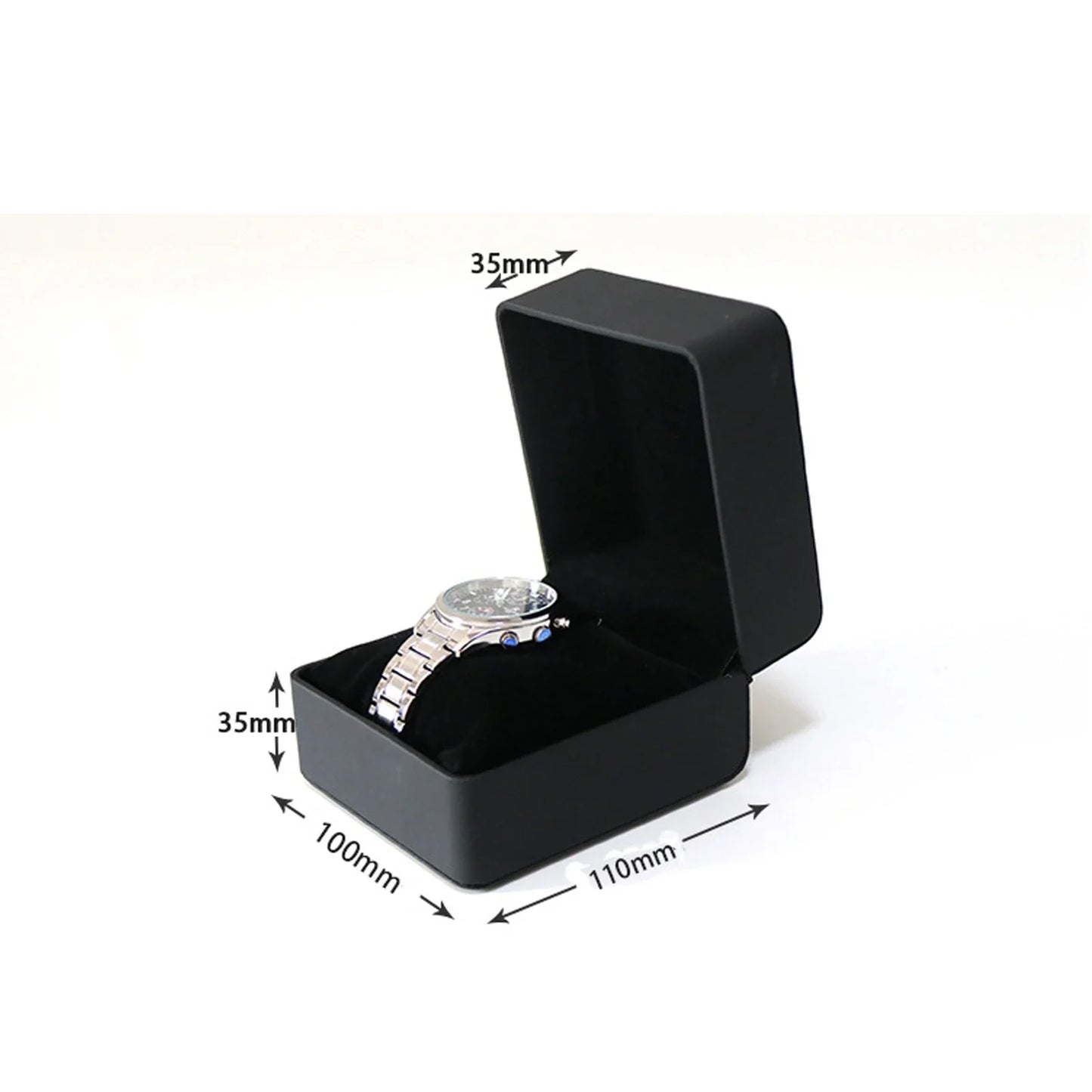 Lnofxas Black Single Watch Gift Box — PU Leather Wristwatch Display Case with Pillow, Organizer for Men