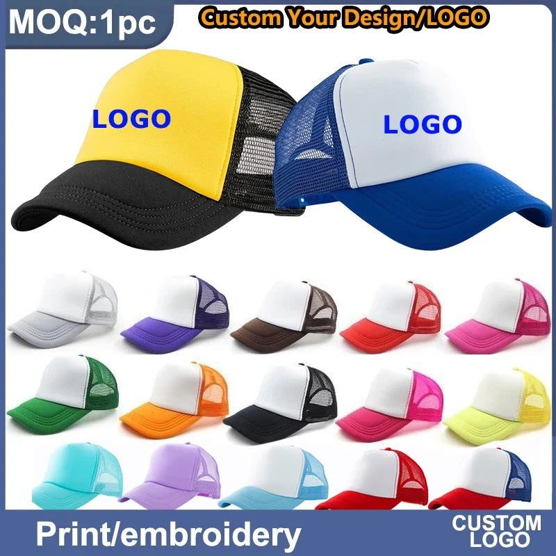 Personalized Logo Trucker Hats - Custom Foam Mesh Baseball Caps for Men & Women, Snapback Sun Hats