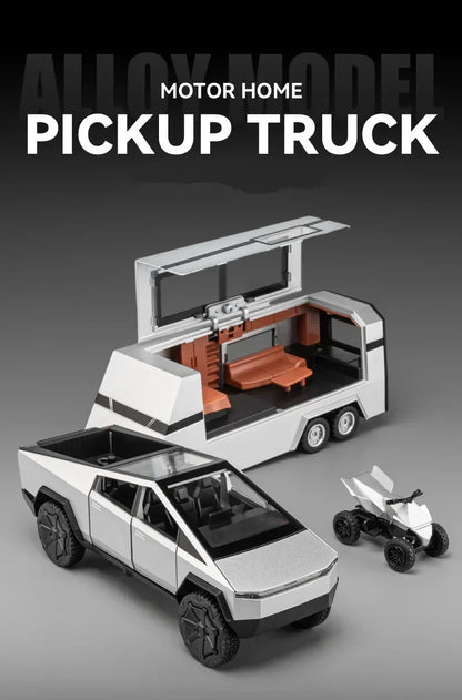 1:32 Tesla Cybertruck Diecast Alloy Model Car with Sound & Light – Off-Road Truck Toy Gift for Kids with Carrying Suitcase