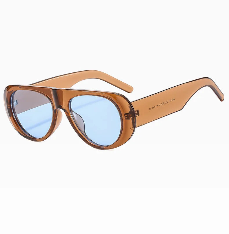 Fashion Retro Oval Large Frame Sunglasses — Minimalist Design UV-Resistant Eyewear for Women