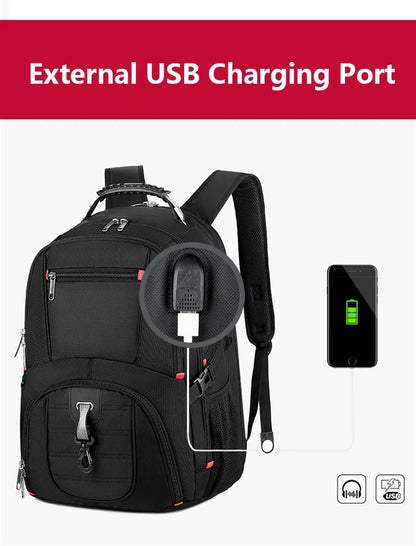 Swiss Multifunctional 17 Inch Laptop Backpack – Durable Travel Bag with USB Charging Port, Water-Resistant College Bookbag