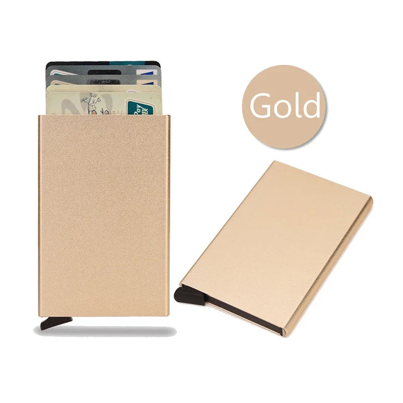 RFID Credit Card Holder for Men – Slim Minimalist Metal Wallet, Luxury ID Bank Card Case, Compact Carteras