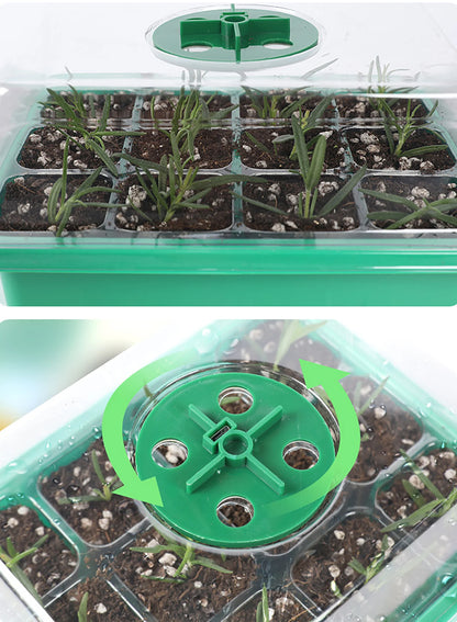 Seed Starter Tray Box with LED Grow Light - Adjustable Ventilation and Humidity, Nursery Pot Seedling Germination Planter, 6/12/13 Cell