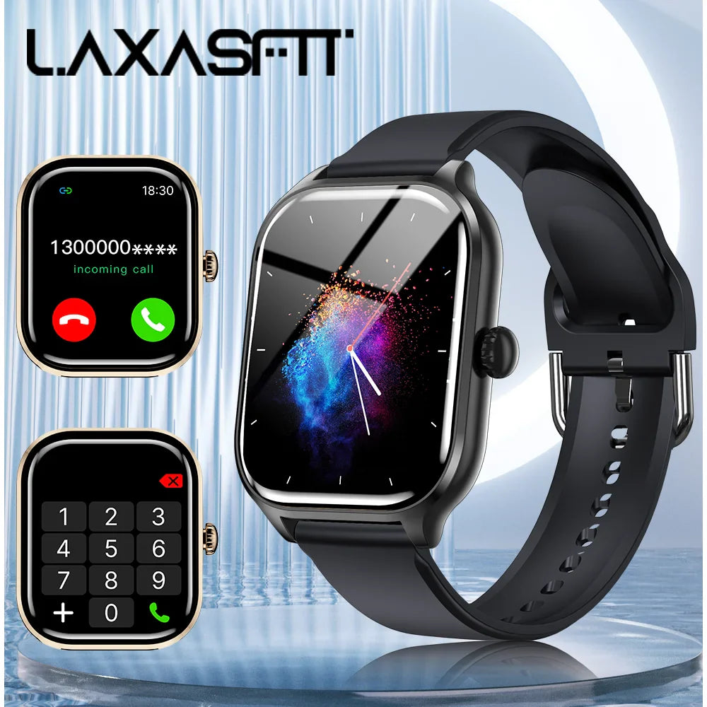 LAXASFIT 2025 Smartwatch – Bluetooth Call, Message Reminder, 24-Hour Health Monitoring, Fitness Smart Watch Gift for Men & Women