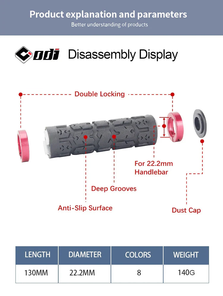 ODI RG01 Bicycle Handlebar Grips – Anti-Slip Lock-On Shock Absorbing MTB & Road Bike Grips