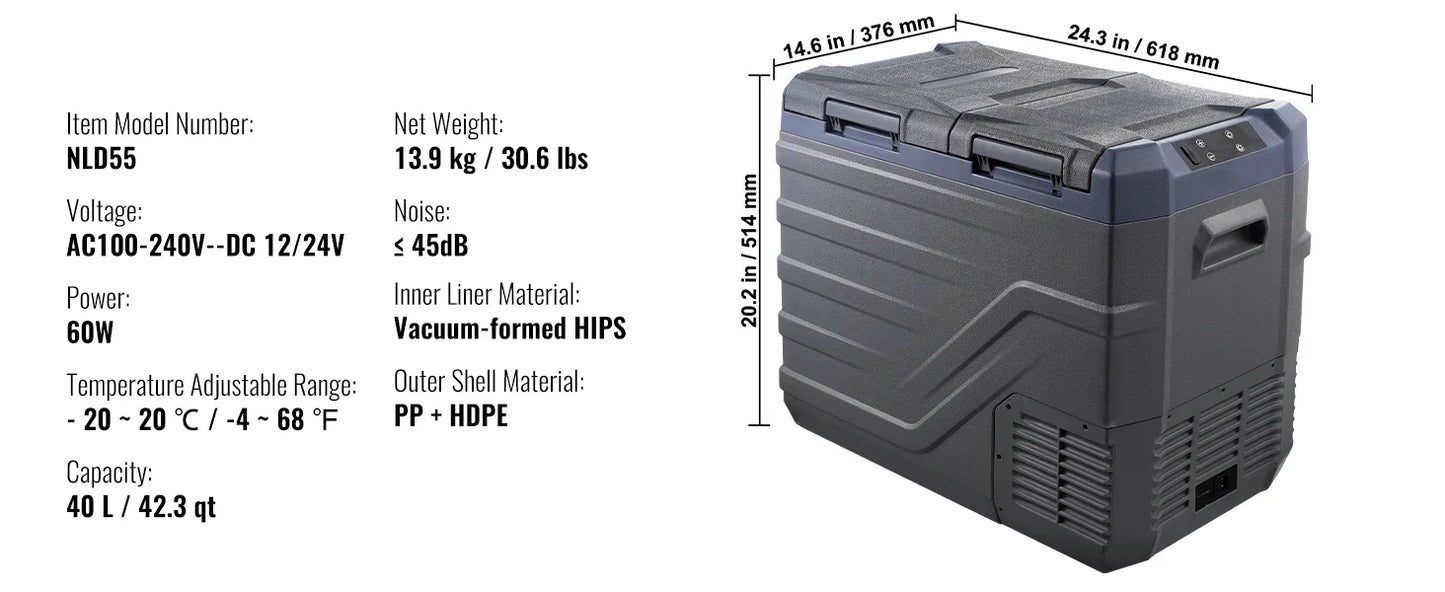 SucceBuy Portable Car Refrigerator — 8L–75L Single & Dual Zone Fridge with Bluetooth Temperature Control for Camping & RV