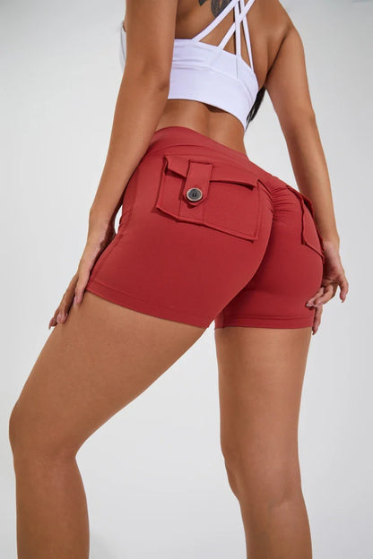 QINACTIVE Women’s Yoga Shorts — High Waist Scrunched Butt Pocket Push-Up Gym Leggings & Sexy Booty Fitness Tights