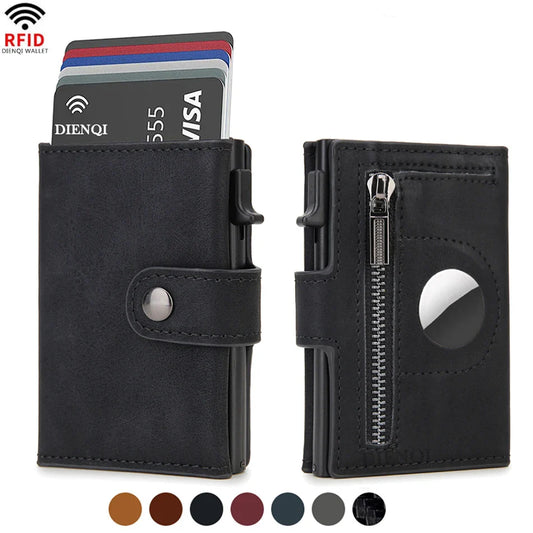 RFID Carbon Fiber Wallet for Men with AirTag Slot – Luxury Slim Minimalist Credit Card Holder Purse