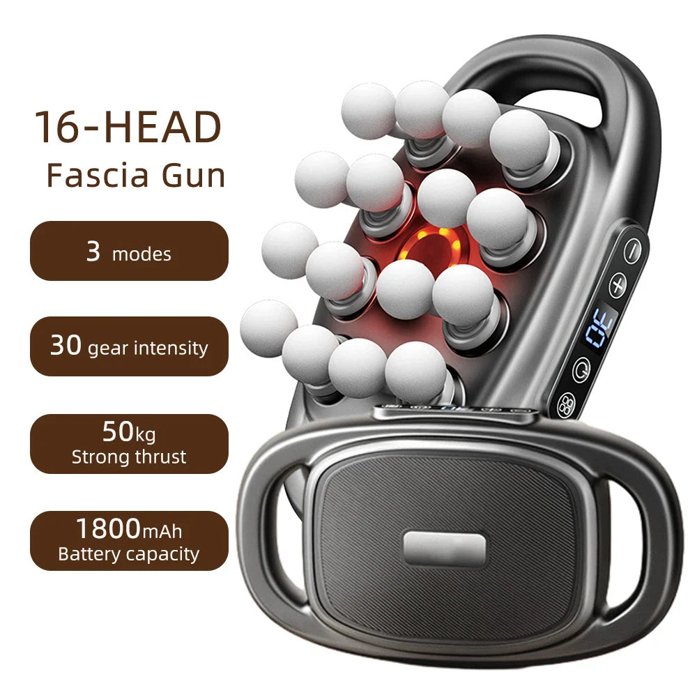 16-Head Fascia Massage Gun – High-Frequency Vibration Body Massager for Back, Waist, Neck, and Shoulders, Muscle Relief