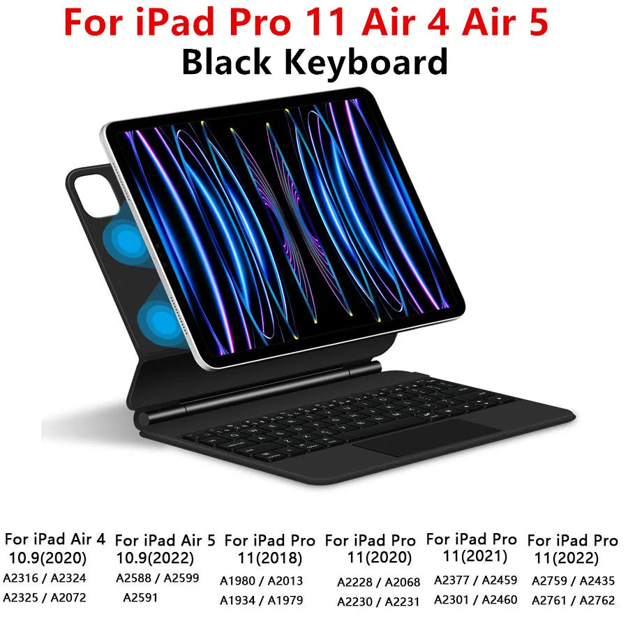 Magic Keyboard for iPad Pro 11/12.9, Air 4/5 & iPad 10th Gen – Smart Magnetic Case & Cover