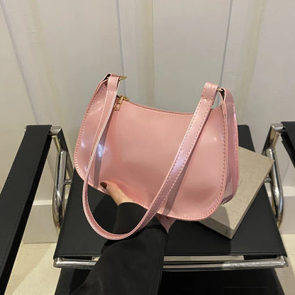 Retro Solid Color PU Leather Shoulder Bag – Fashion Women's Handbag, Casual Designer Hobo Underarm Bag