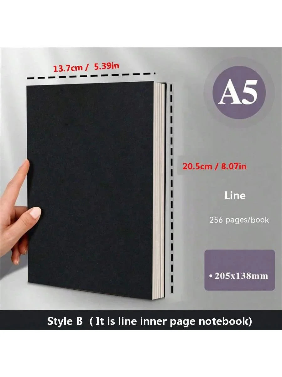 Ultra Thick A5 Blank Line Grid Notebook – Retro Student Draft Pad, 256 Pages, Practical Diary Notepad