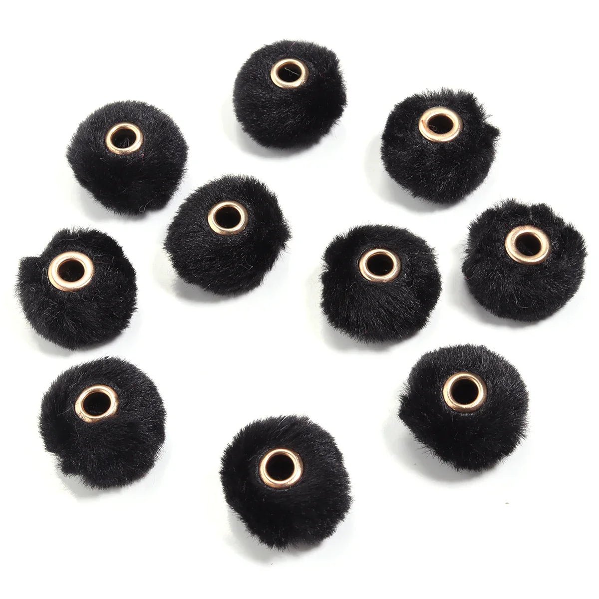 10pcs Plush Fur Ball Beads – Multicolor Pompom Spacer Beads for DIY Jewelry, Earrings & Bracelets