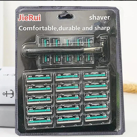 Men’s Double Blade Safety Razor Set – 1 Handle + 20 Replaceable Heads for Fine Shaving