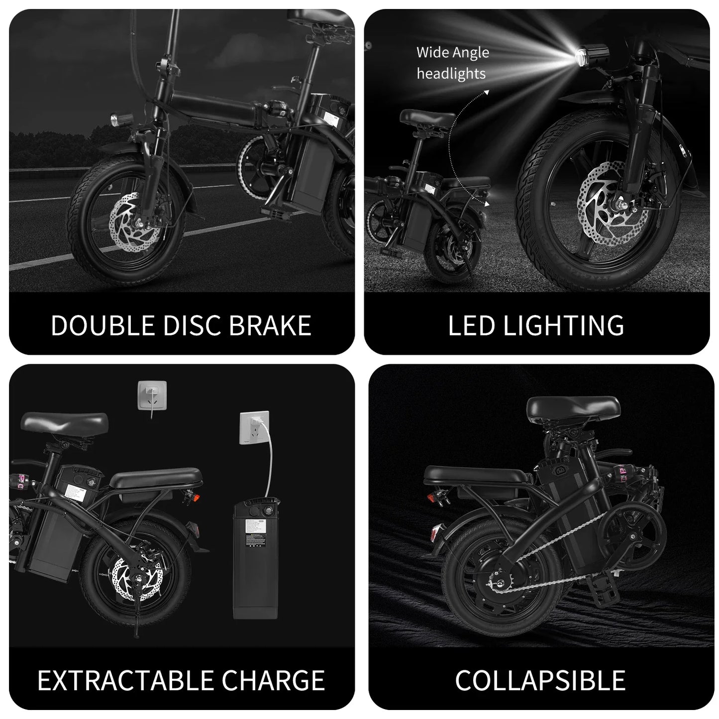 400W Foldable Electric Bike for Adults — 14" Wheels, Dual Disc Brakes, Seat & Basket, 48V 10.4Ah, 22-Mile Range, 20MPH E-Bike